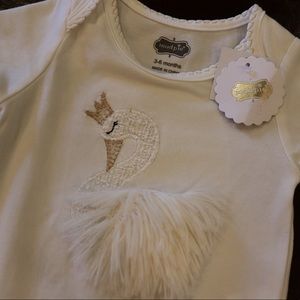 MUD PIE NWT White Swan Sleep Gown Baby Girl